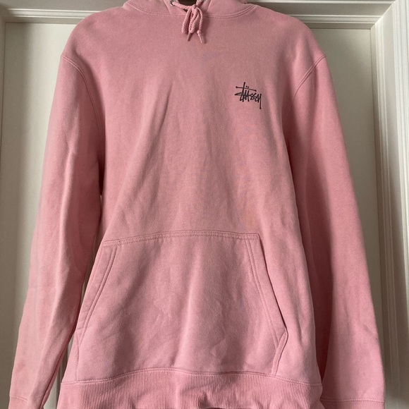 Stussy Pink Hoodie with Logo Design - Picture 1 of 5